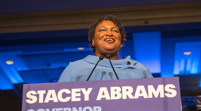 Stacey Abrams, the Democratic candidate for governor of Georgia, speaks to supporters on election night.