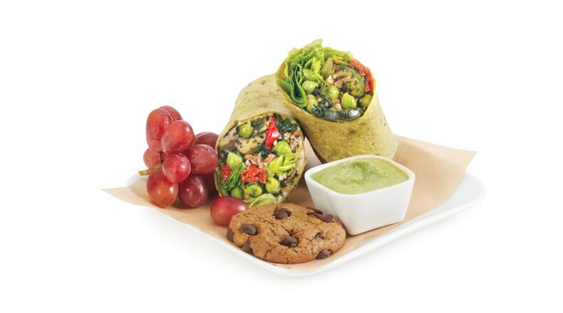 The Luvo Mediterranean veggie wrap will be one of the complimentary lunch options on some transcontinental Delta flights. Source: Delta Air Lines