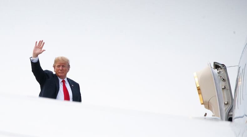 President Donald Trump boards Air Force One at Joint Base Andrews on June 20, 2018. (Tom Brenner/ The New York Times)