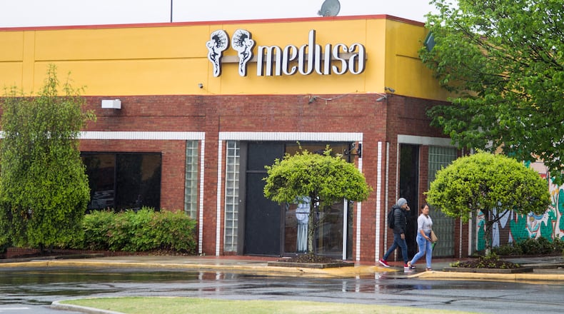 The front of Medusa Lounge in the Northeast Plaza in Brookhaven, Georgia, on Monday, April 23, 2018. (REANN HUBER/REANN.HUBER@AJC.COM)