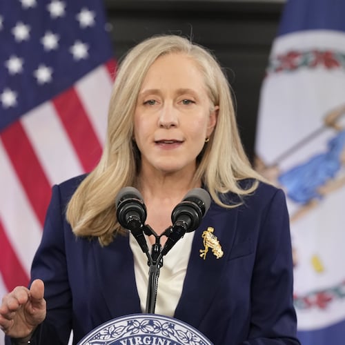 FILE - Virginia Gov. Abigail Spanberger delivers the Democratic response to President Donald Trump's State of the Union address, Feb. 24, 2026, in Williamsburg, Va. (AP Photo/Steve Helber, Pool, file)