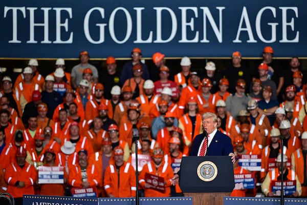 President Donald Trump speaks at the U.S. Steel Mon Valley Works-Irvin Plant, Friday, May 30, 2025, in West Mifflin, Pa. (AP Photo/David Dermer)
