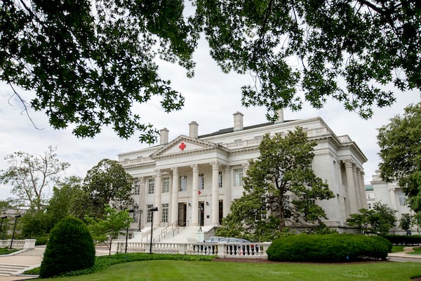FILE - The American Red Cross National Headquarters building is pictured, June 19, 2015, in Washington. (AP Photo/Andrew Harnik, File)