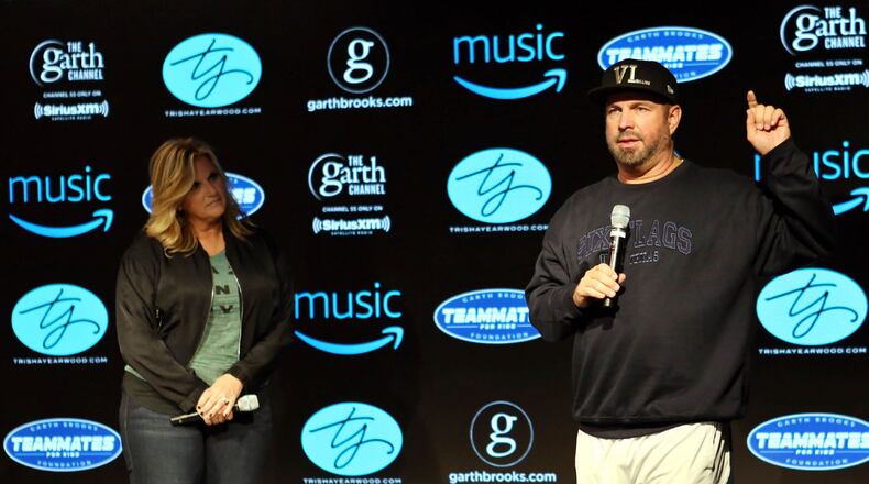 Trisha Yearwood and Garth Brooks chatted with the media before Thursday's show at Mercedes-Benz Stadium. Photo: Robb Cohen Photography & Video /RobbsPhotos.com