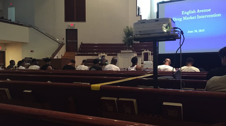Fourteen suspects in drug dealing cases attend a meeting at Lindsay Street Baptist Church June 30, 2015 where they received one last chance to change.