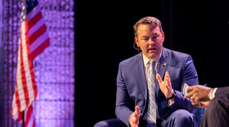 Days after Lt. Gov. Burt Jones launched a biting attack ad claiming Secretary of State Brad Raffensperger went “missing” for skipping a state Senate hearing, Jones stepped up his criticism of one of his projected rivals for the governor’s office in 2026. (Arvin Temkar/arvin.temkar@ajc.com)