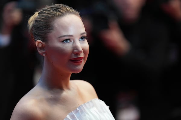 Jennifer Lawrence poses for photographers upon arrival at the premiere of the film 'Die, My Love' at the 78th international film festival, Cannes, southern France, Saturday, May 17, 2025. (Photo by Lewis Joly/Invision/AP)