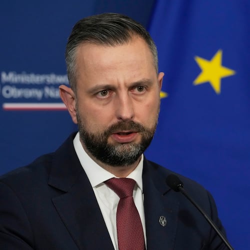 FILE - Poland's Deputy Prime Minister and Defence Minister Wladyslaw Kosiniak-Kamysz speaks during a news conference in Warsaw, Poland, Sept. 26, 2025. (AP Photo/Czarek Sokolowski, File)