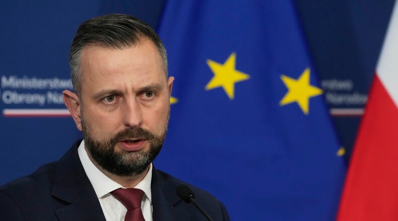 FILE - Poland's Deputy Prime Minister and Defence Minister Wladyslaw Kosiniak-Kamysz speaks during a news conference in Warsaw, Poland, Sept. 26, 2025. (AP Photo/Czarek Sokolowski, File)