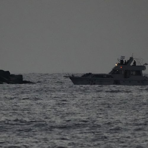 Israeli naval forces sail a confiscated Gaza-bound flotilla boat into Israel's Ashdod port after intercepting the vessel on the Mediterranean Sea, Tuesday, May 19, 2026. (AP Photo/Ariel Schalit)