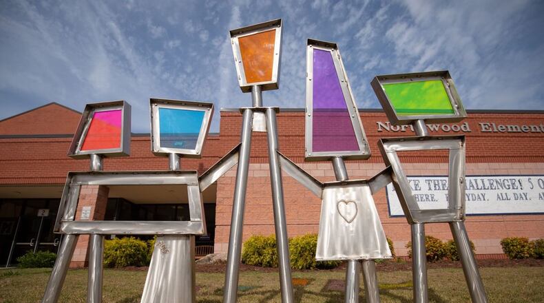 One of several unique bike racks funded by the Roswell Arts Fund. This one titled Unity by Nathan Pierce is located at Northwood Elementary. (Courtesy Roswell Arts Fund)