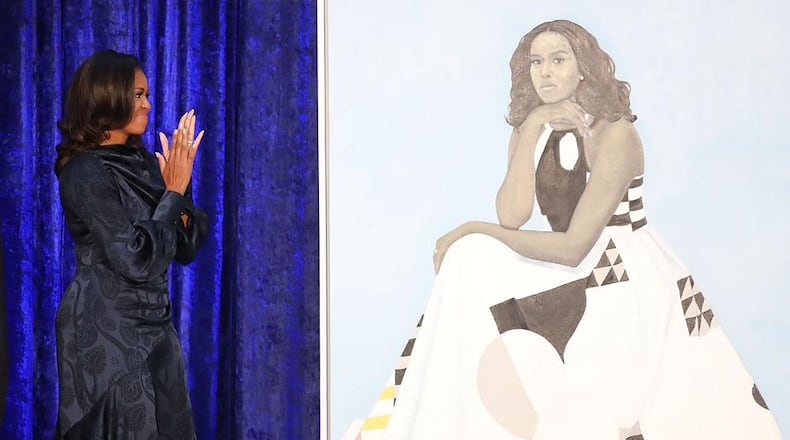 Michelle Obama's portrait at the National Gallery left a 2-year-old awestruck in March.