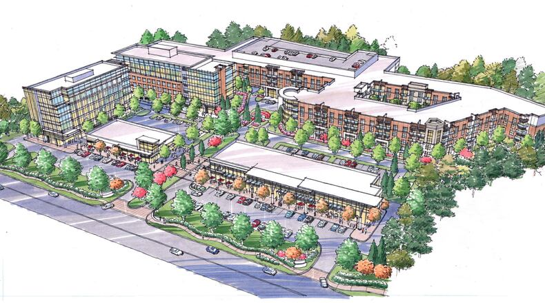 Perspective for the proposed Stadium Walk development on Circle 75 Parkway in Cobb County.