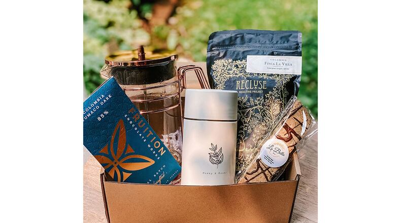 Coffee, treats and cups from Honey & Roses Coffee Co.
Courtesy of Honey & Roses Coffee Co.