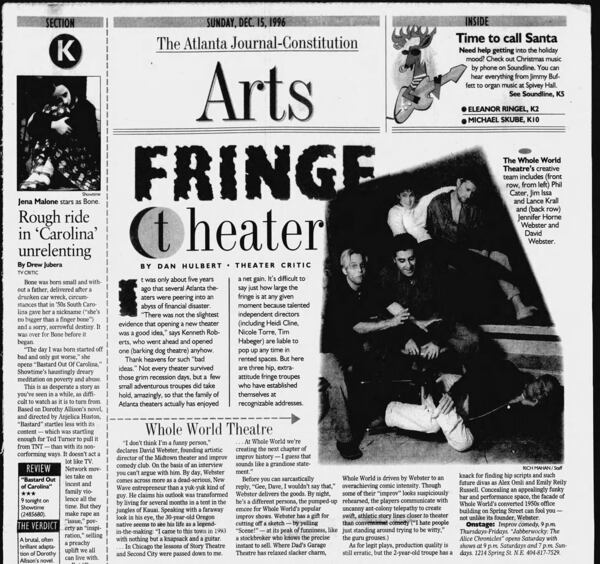The AJC story about Whole World Theatre from nearly 30 years ago that Anna Vocino still remembers and appreciates. AJC FILE