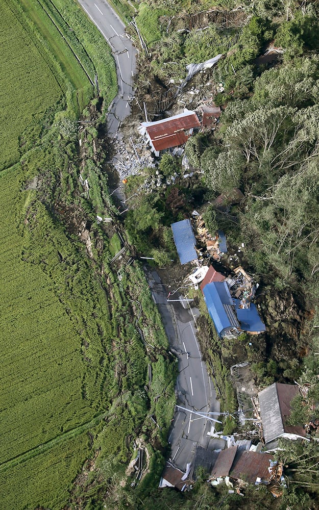 Photos: Powerful quake triggers dozens of landslides in Japan