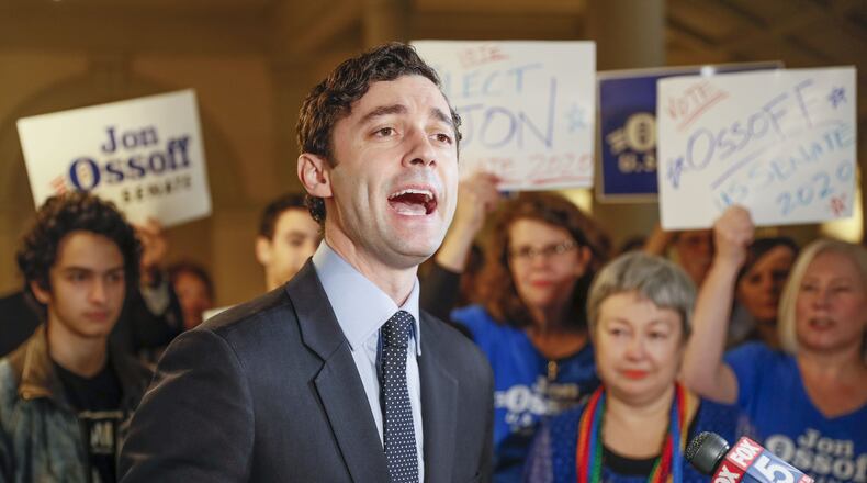 Democrats did better than in recent years in fielding a large number of candidates for this year’s elections at the federal and state levels. Jon Ossoff, pictured, Stacy Riggs Amico and Teresa Tomlinson are all running against U.S. Sen. David Perdue. Bob Andres / robert.andres@ajc.com