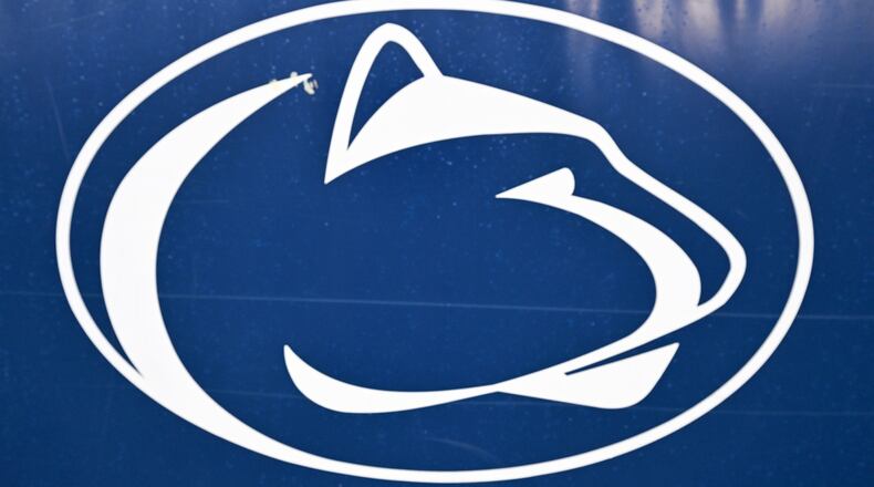 FILE - The Nittany Lion logo taken before an NCAA college football game between Penn State and Delaware, Sept. 9, 2023, in State College, Pa. (AP Photo/Barry Reeger, File)