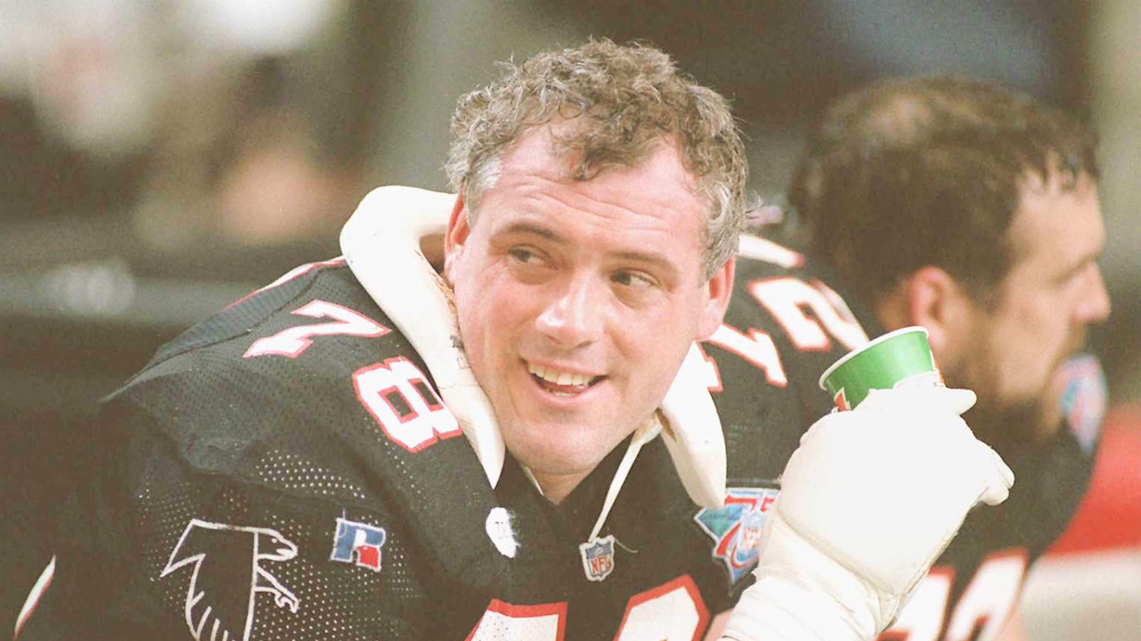 Falcons offensive lineman Mike Kenn, pictured watching the clock tick down in 1994 against the Cardinals, played for Atlanta from 1978 to 1994. (AJC file 1994)