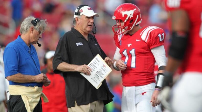 June Jones might want to clear his plan with Larry Brown. (via SMUMustangs.com)
