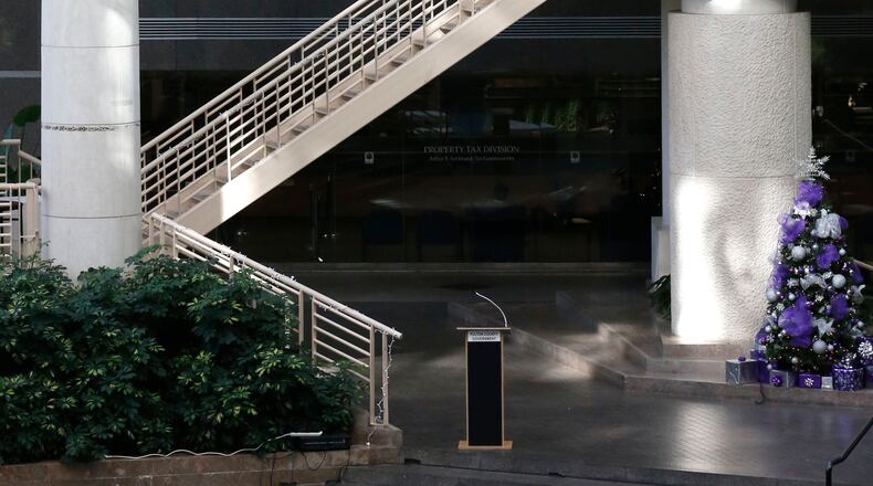 Employees in the Fulton County Government Center and throughout the county will have new human resources policies that aim to make them happier, so they provide better service. BOB ANDRES / BANDRES@AJC.COM AJC File Photo