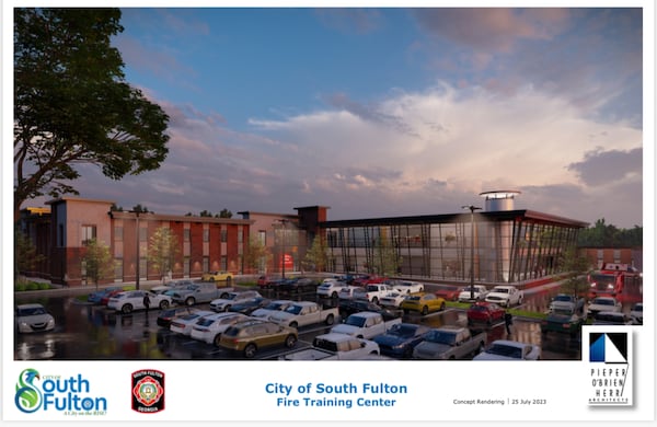 South Fulton officials released this rendering of the planned fire headquarters, which also would serve as a public safety training center. (Courtesy of City of South Fulton)