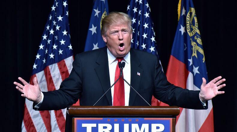 Donald Trump headlines an Atlanta rally. AJC Photo/Hyosub Shin
