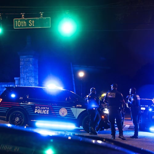 Police block an entrance to Piedmont Park in Atlanta on April 4, 2026. A 16-year-old girl was killed, and a 15-year-old girl injured, in a shooting around 9 p.m. (Arvin Temkar/AJC)