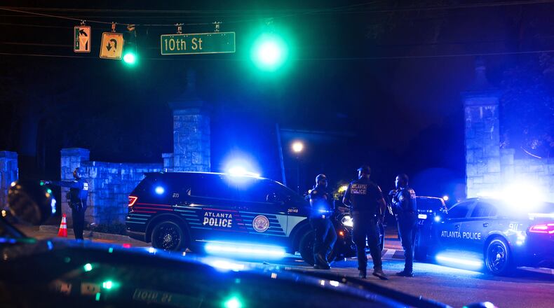 Police block an entrance to Piedmont Park in Atlanta on April 4, 2026. A 16-year-old girl was killed, and a 15-year-old girl injured, in a shooting around 9 p.m. (Arvin Temkar/AJC)