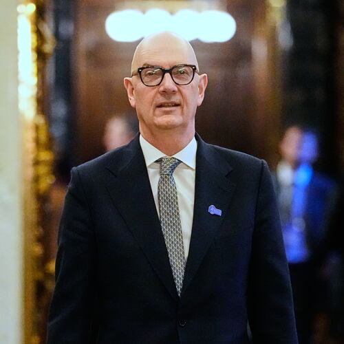 French Finance Minister Roland Lescure arrives for the North Sea Summit in Hamburg, Germany, where the North Sea coastal states aim to strengthen cross-border cooperation in the expansion of offshore wind energy and hydrogen infrastructure on Monday, January 26, 2026. (AP Photo/Martin Meissner, Pool)