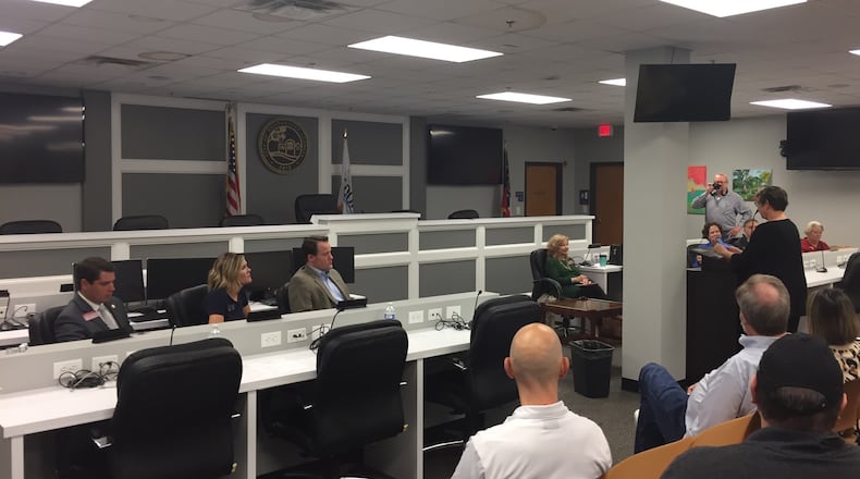 Legislators listen as residents speak about the ethics referendum on the ballot this fall.