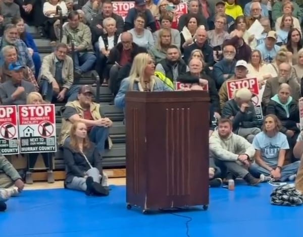 U.S. Rep. Marjorie Taylor Greene, R-Rome, recently spoke at a town hall in Murray County. (Screenshot)