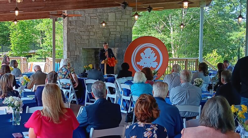 Fulton Commissioner Bob Ellis speaks May 24, 2023, to leaders of two dozen nonprofit agencies that get county funding to provide social services
