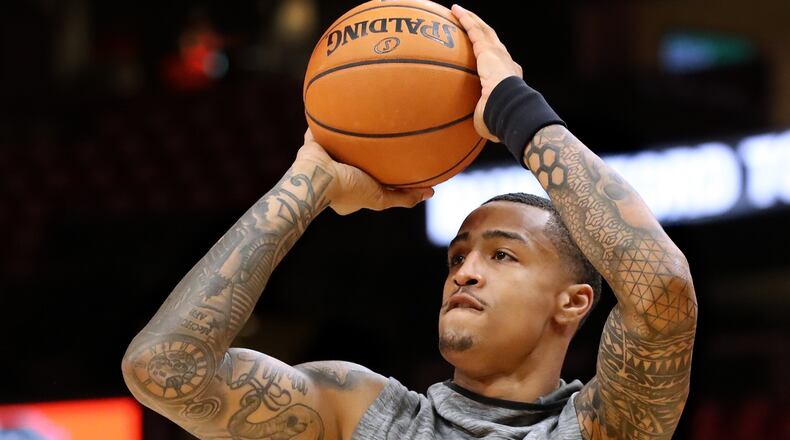 Atlanta Hawks forward John Collins prepares to play the Orlando Magic in a NBA basketball game on Saturday, October 26, 2019, in Atlanta.   Curtis Compton/ccompton@ajc.com