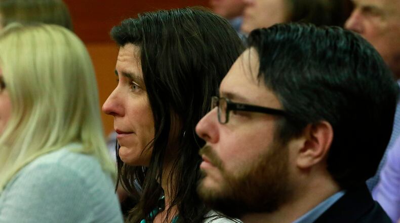 Heidi and Jeff Stephens, parents of Max Stephens, react to the not guilty verdict. The owner of the day care at which the Stephens’ son died stood trial on second-degree murder and other charges. BOB ANDRES /BANDRES@AJC.COM