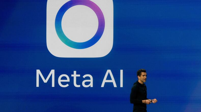 FILE - Meta Chief Product Officer Chris Cox speaks at LlamaCon 2025, an AI developer conference, in Menlo Park, Calif., April 29, 2025. (AP Photo/Jeff Chiu, File)