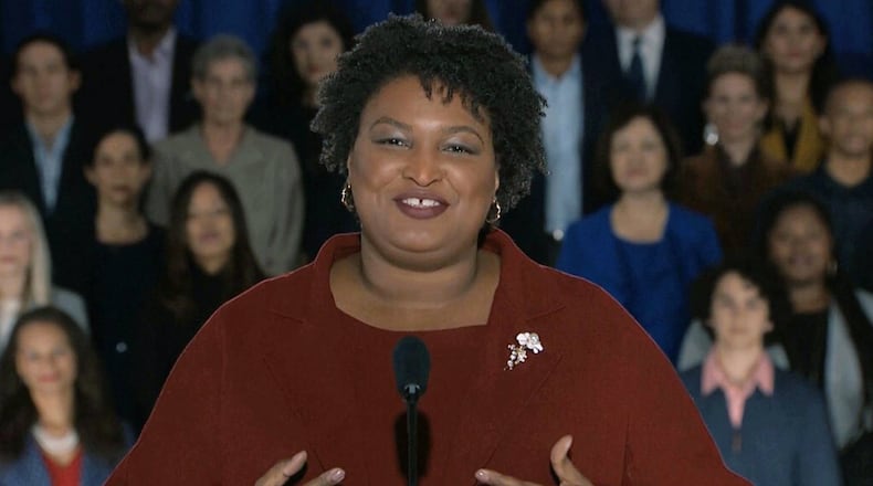 Stacey Abrams gave the Democratic Party’s rebuttal to President Donald Trump’s State of the Union address. (Pool video image via AP)
