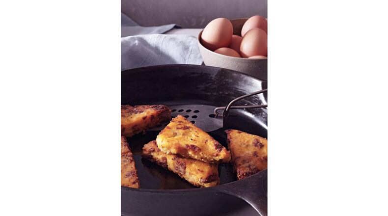 Griddled Polenta Scrapple, a recipe from “One Good Dish” by David Tanis (Artisan Books, 2013), offers some Italian flavors. CONTRIBUTED BY GENTL & HYERS