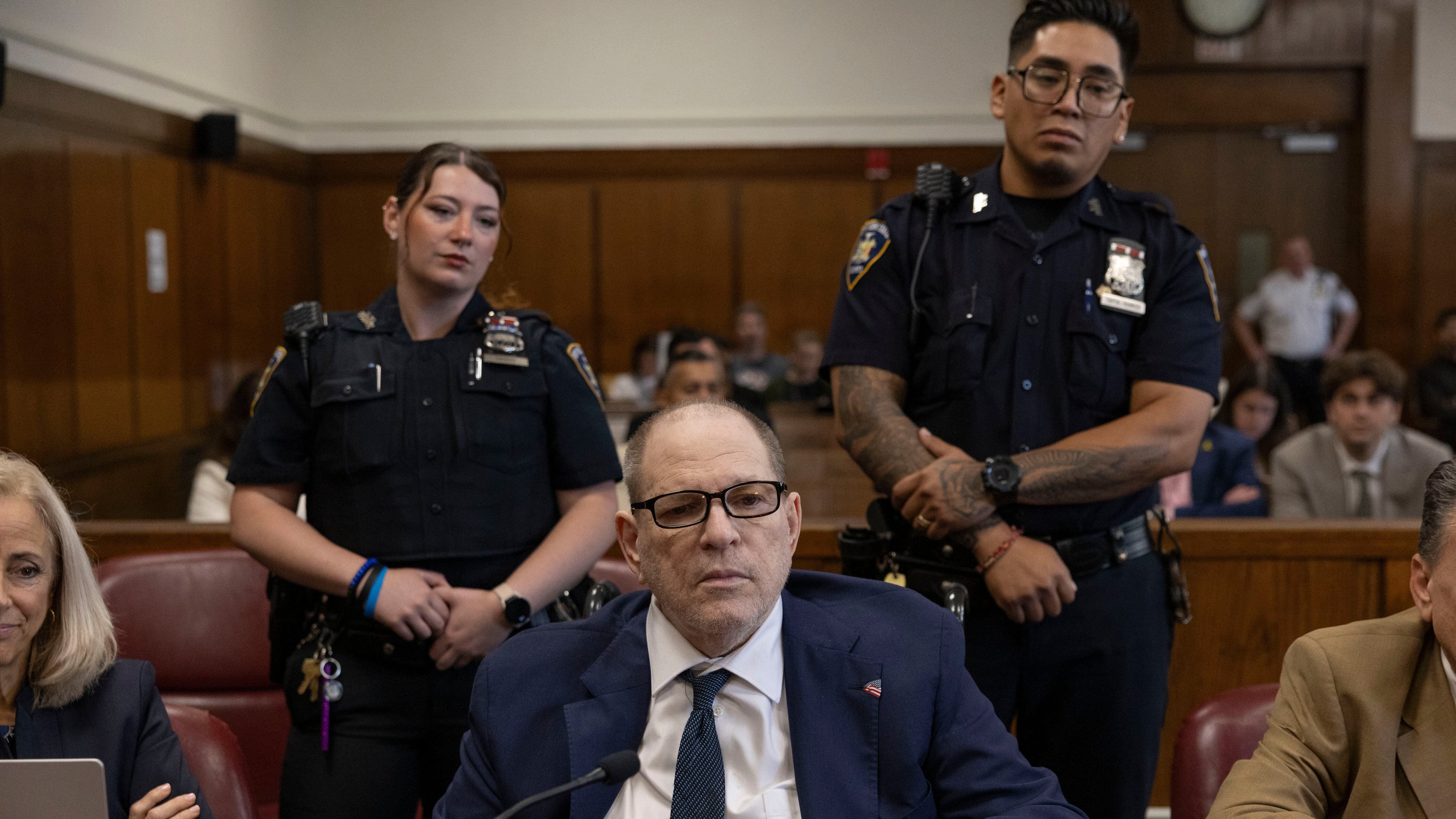 FILE - Harvey Weinstein appears in state court in Manhattan as jurors return to deliberations on a remaining charge in his retrial on June 12, 2025, in New York. (Christian Monterrosa/Pool Photo via AP, File)