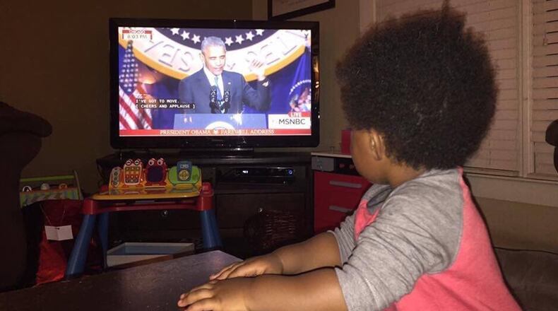 Nikema Williams’ son Carter didn’t travel with her to Chicago, but the 17-month old watched Obama’s farewell on television. PHOTO COURTESY/Nikema Williams