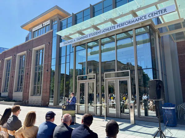 The Thomas A. Fanning Student-Athlete Performance Center exceeds 100,000 square feet and cost about $90 million. (Ken Sugiura/AJC)