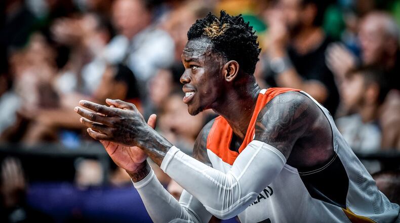 Hawks point guard Dennis Schroder had 26 points for Germany in an 89-71 loss to Lithuania Wednesday in EuroBasket 2017. Photo courtesy of FIBA.