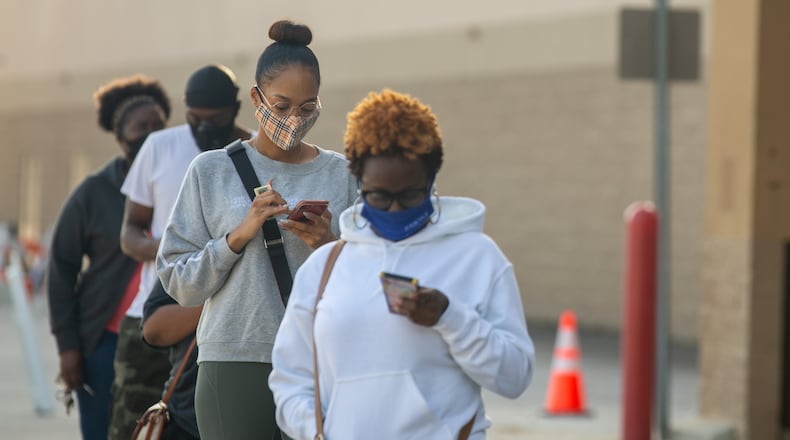 DeKalb County residents vote early at the future Stonecrest City Hall in Stonecrest, Georgia, on Saturday, October 24, 2020. (Rebecca Wright for the Atlanta Journal-Constitution)