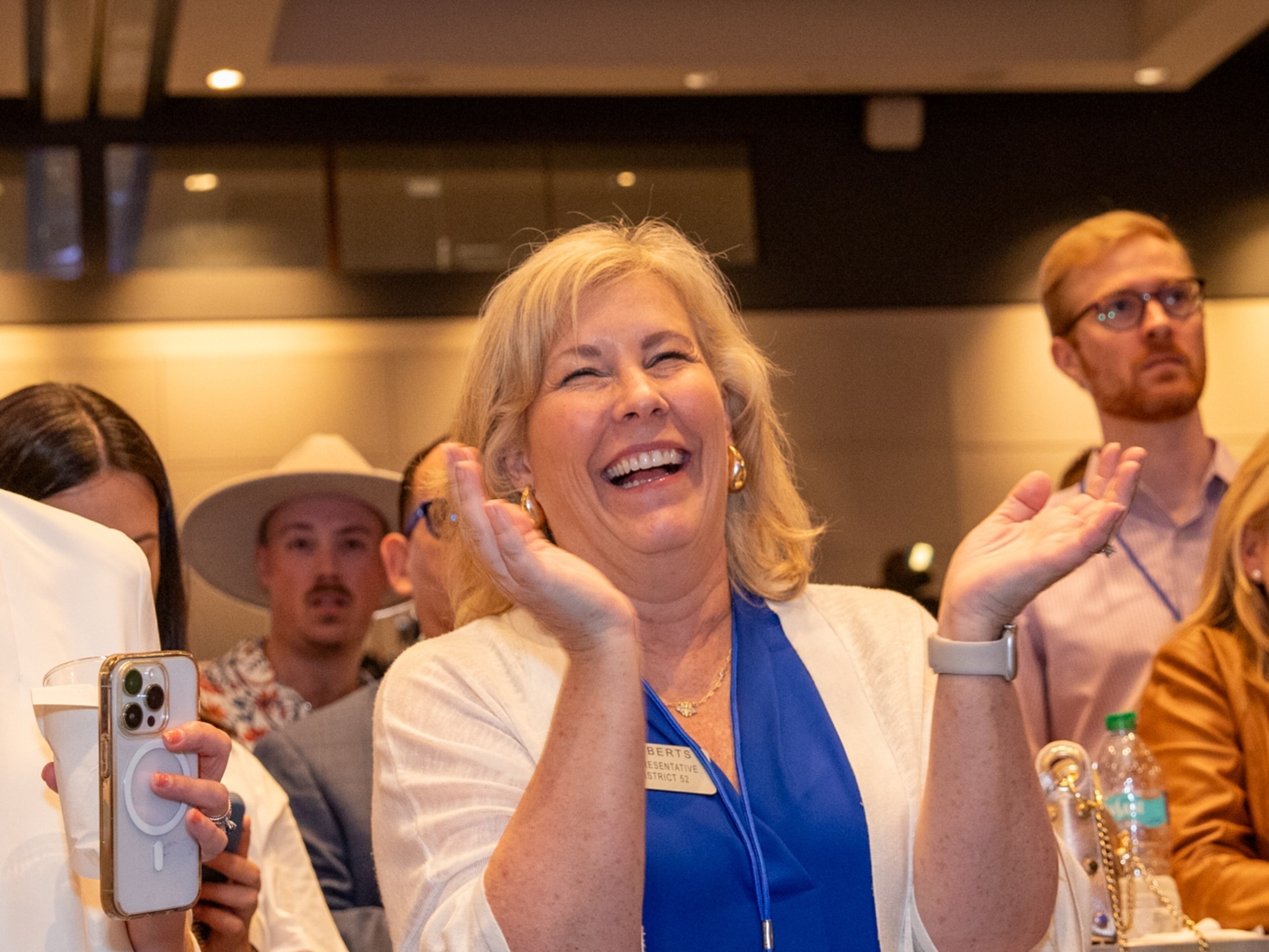 State Rep. Shea Roberts (center), D-Atlanta, first took office in 2021.