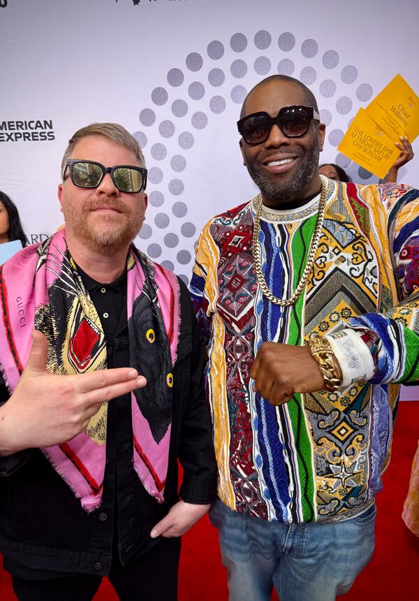 El-P (left) and Killer Mike, the duo that make up Run the Jewels, on the red carpet at the 2026 James Beard Awards. (Henri Hollis / AJC)