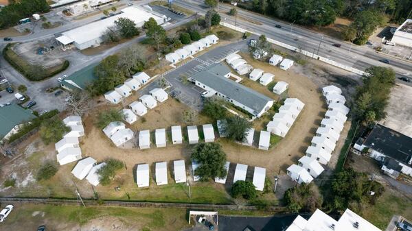The 60 tiny homes of Hand in Hand of Glynn, Jan. 4, 2024, in Brunswick. (Photo Courtesy of Justin Taylor/The Current GA)