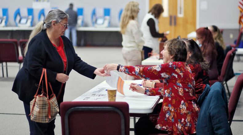 The precinct manager at Hamilton Mill Christian Church in Buford said the polling place had been getting a steady stream of about 40 voters per hour on March 19, 2019. The only item on the ballot was the MARTA referendum.  Bob Andres / bandres@ajc.com