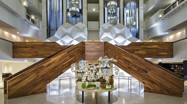 The floating staircase — the focal point of the lobby at Sheraton Grand Nashville Downtown. (Sheraton Grand Nashville Downtown)