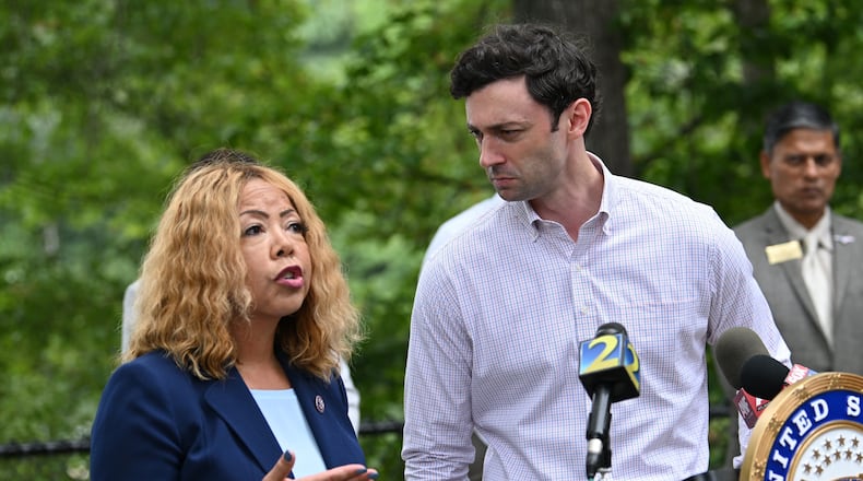 A Friday letter signed by U.S. Rep. Lucy McBath and U.S. Sen. Jon Ossoff seeks answers from Gov. Brian Kemp regarding the hundreds of thousands of Georgia residents recently kicked off of Medicaid. (Hyosub Shin / hyosub.shin@ajc.com)