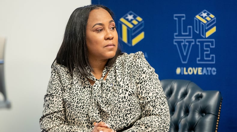 Fulton County District Attorney Fani Willis attends an event at Atlanta Technical College in Atlanta on Thursday, August 3, 2023. Wilson commented ahead of the expected indictment announcement in Fulton Trump case. (Katelyn Myrick/katelyn.myrick@ajc.com)